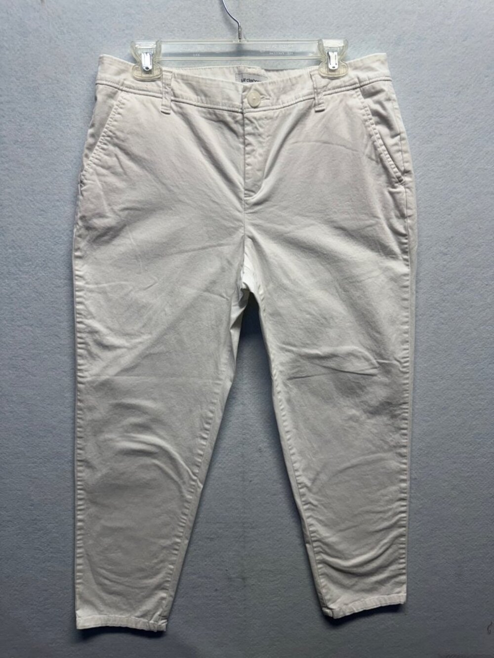 Liz Claiborne Womens Classic White Tapered Pants Size 8 98% Cotton 2% Spandex
